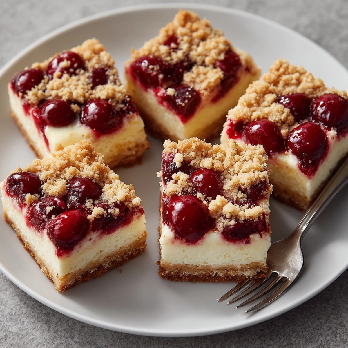 Homemade Ricotta Cherry Delight Bars, sliced and ready to serve for a delightful treat.