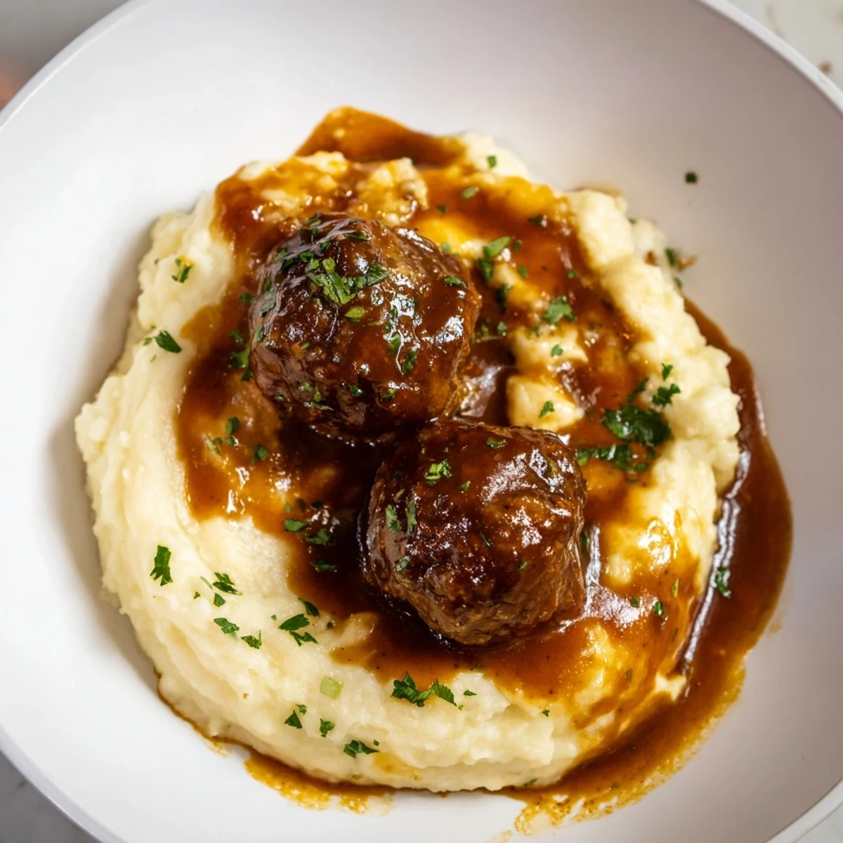 BBQ Meatballs Mashed Potatoes