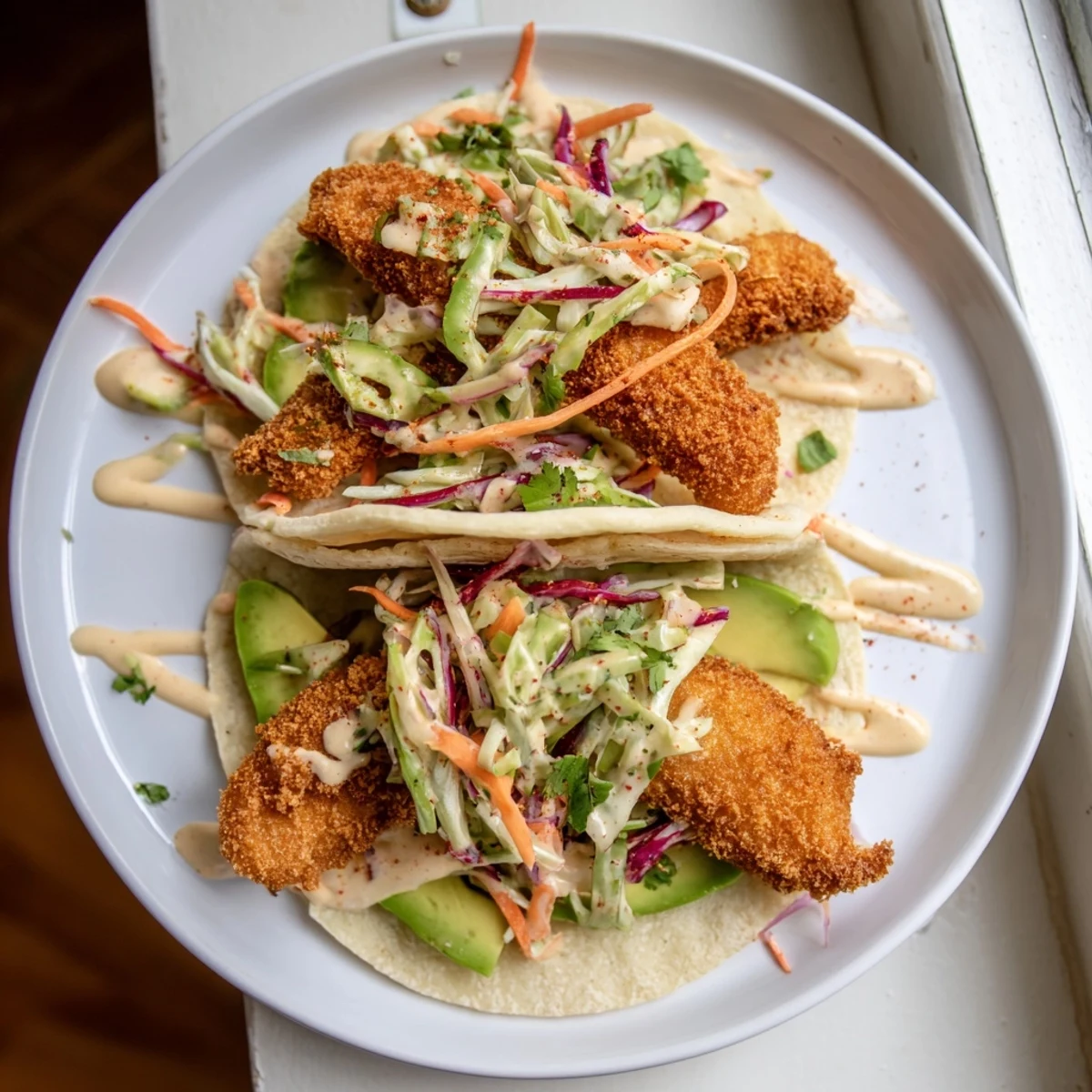 Crispy Fish Tacos Slaw