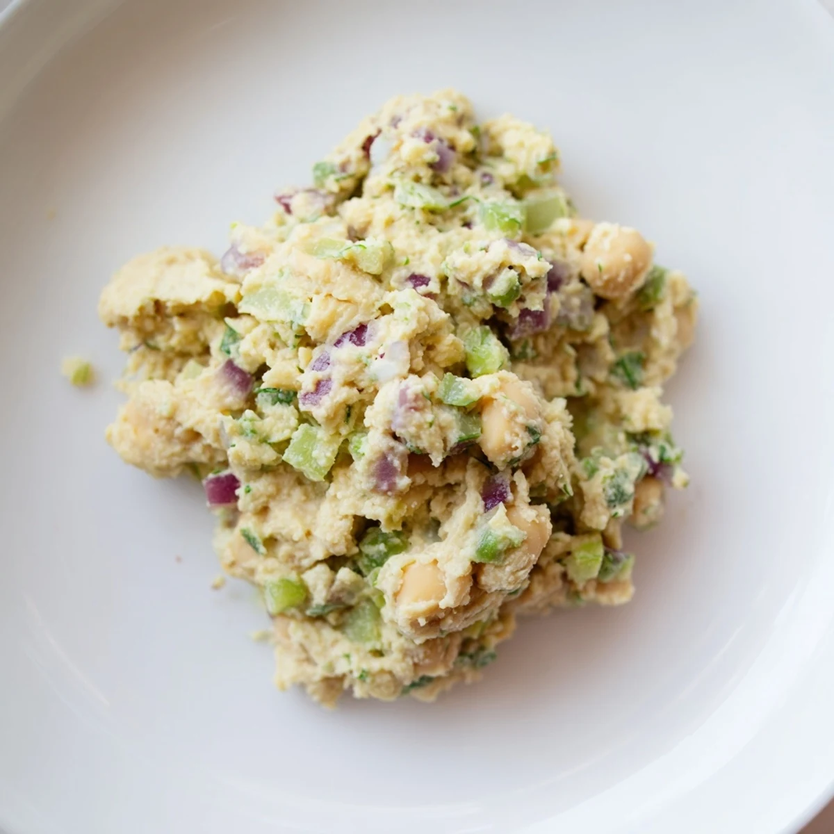 Creamy Chickpea Tuna Salad, a vegan delight, ready to be spread on your favorite bread or wrap.