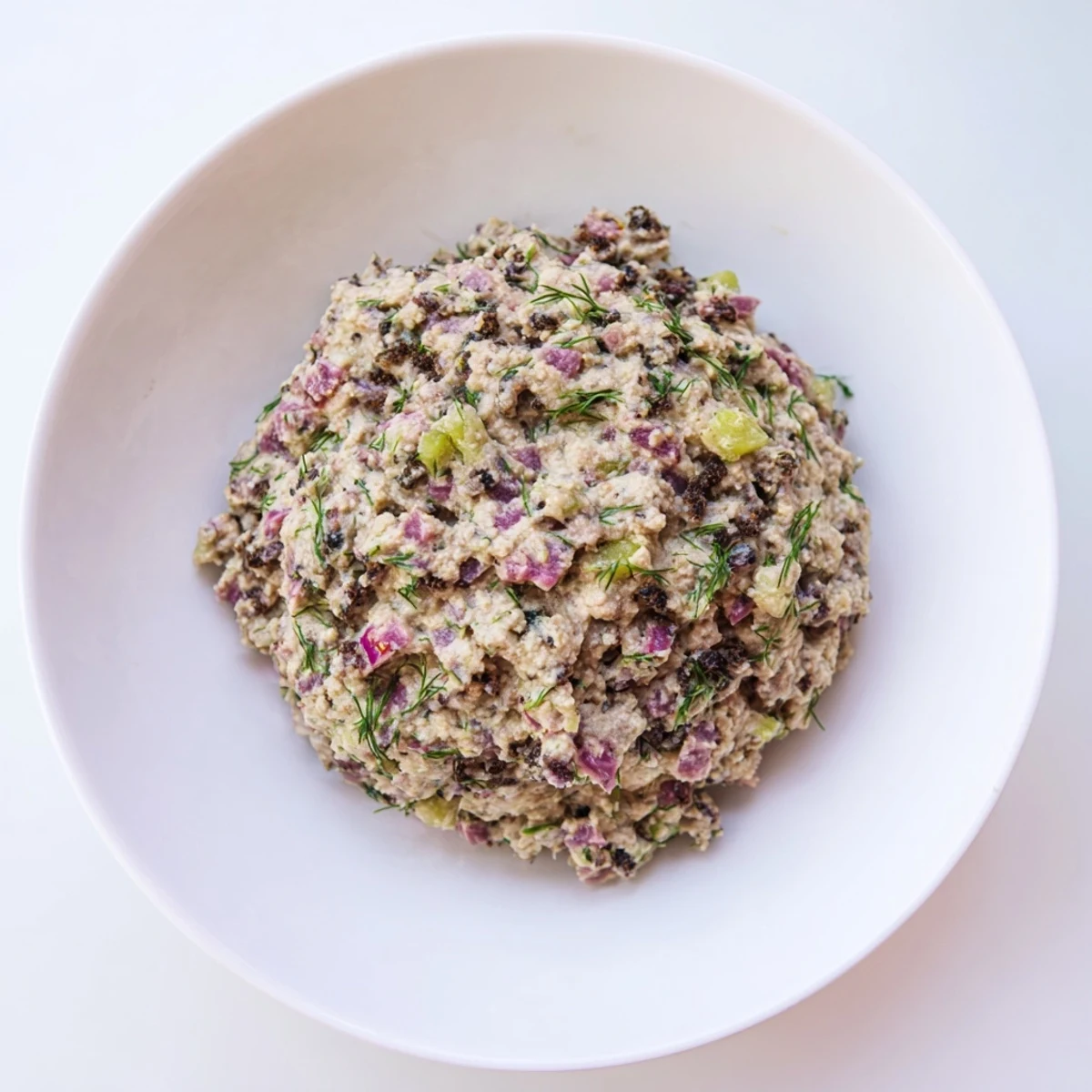 Close-up of fresh Chickpea Tuna Salad, perfectly portioned, offering a flavorful, plant-based meal option.