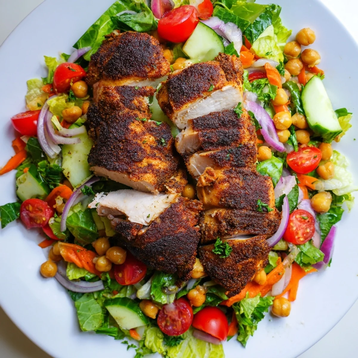 Juicy shredded chicken salad with vibrant veggies, tossed in lemon vinaigrette; a refreshing meal.