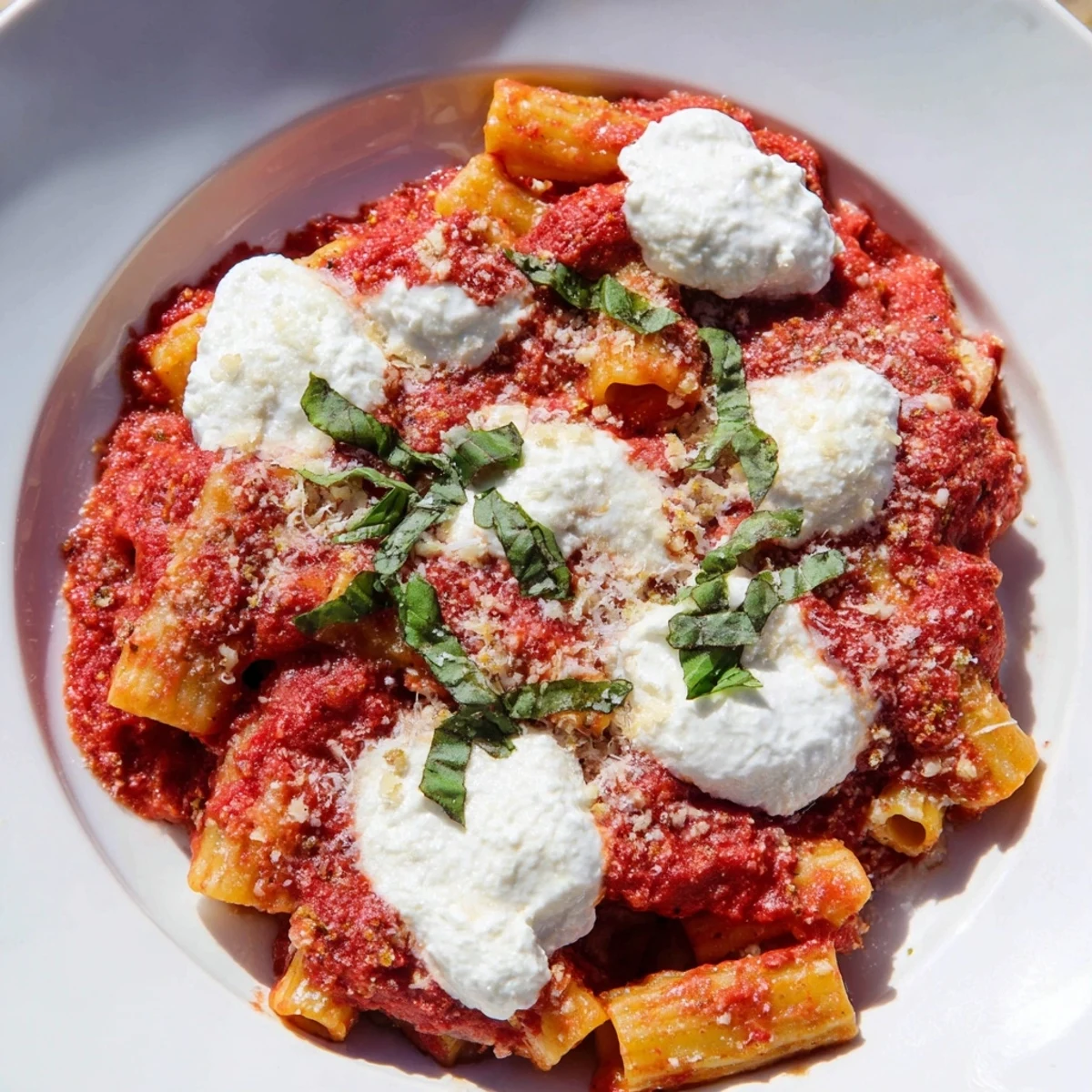 One-Pan Baked Ziti: bubbling cheese blankets tender pasta and rich tomato sauce in this comforting bake.