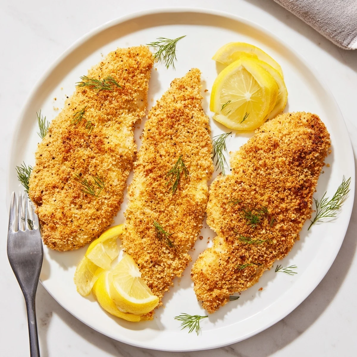 Golden-brown Pickle-Brined Chicken Cutlets, juicy inside with a satisfying crispy exterior texture, ready to eat.