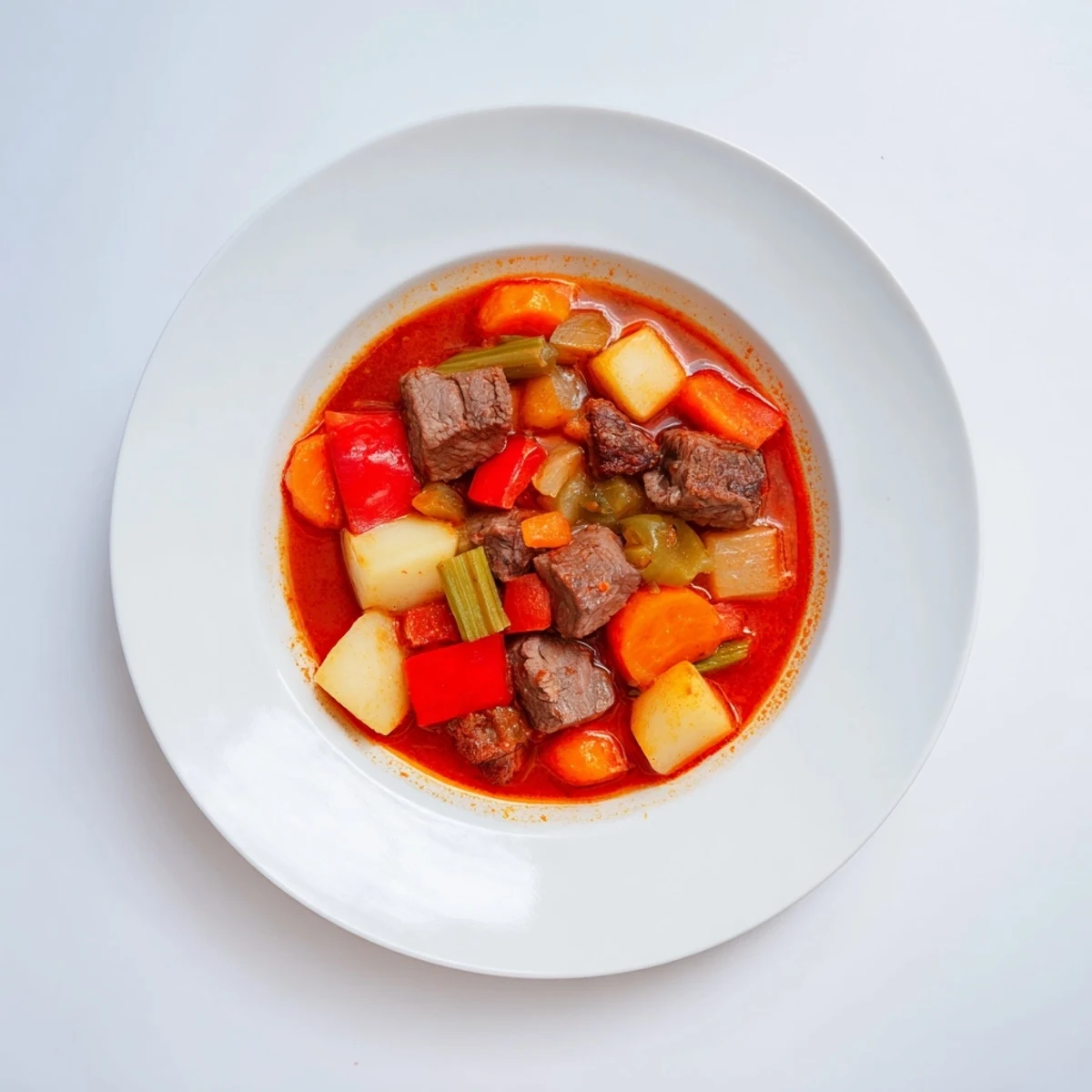 Smoked Paprika & Garlic Beef Stew, a rich and savory meal with tender beef and vibrant vegetables.