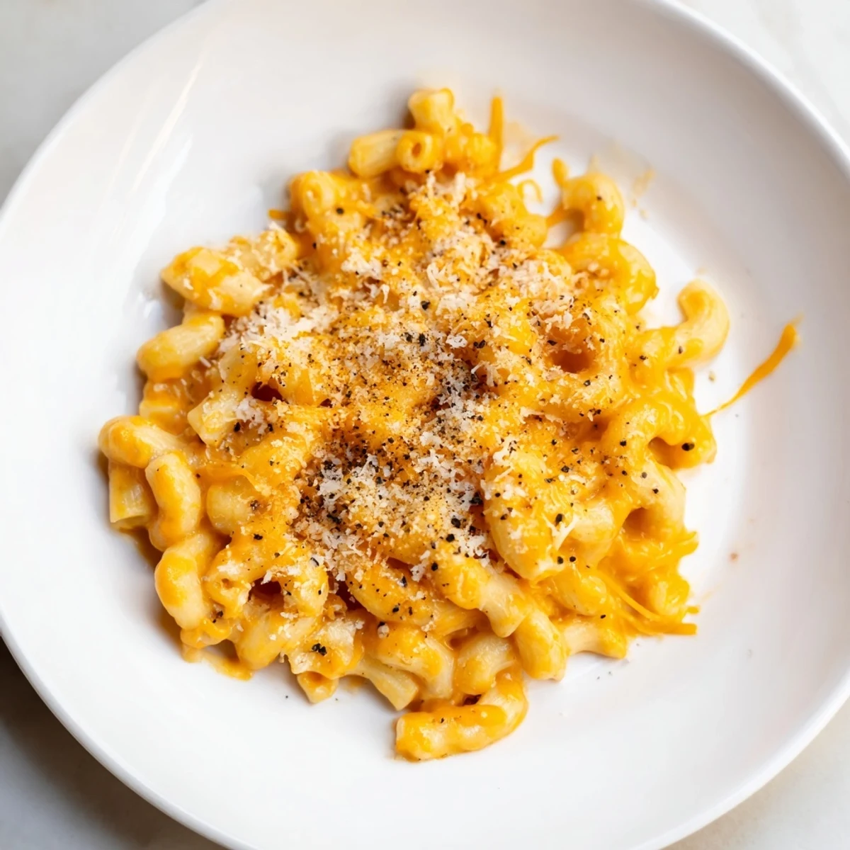 One-Pot Butternut Squash Mac & Cheese: a warm, creamy bowl of cheesy pasta with orange squash.