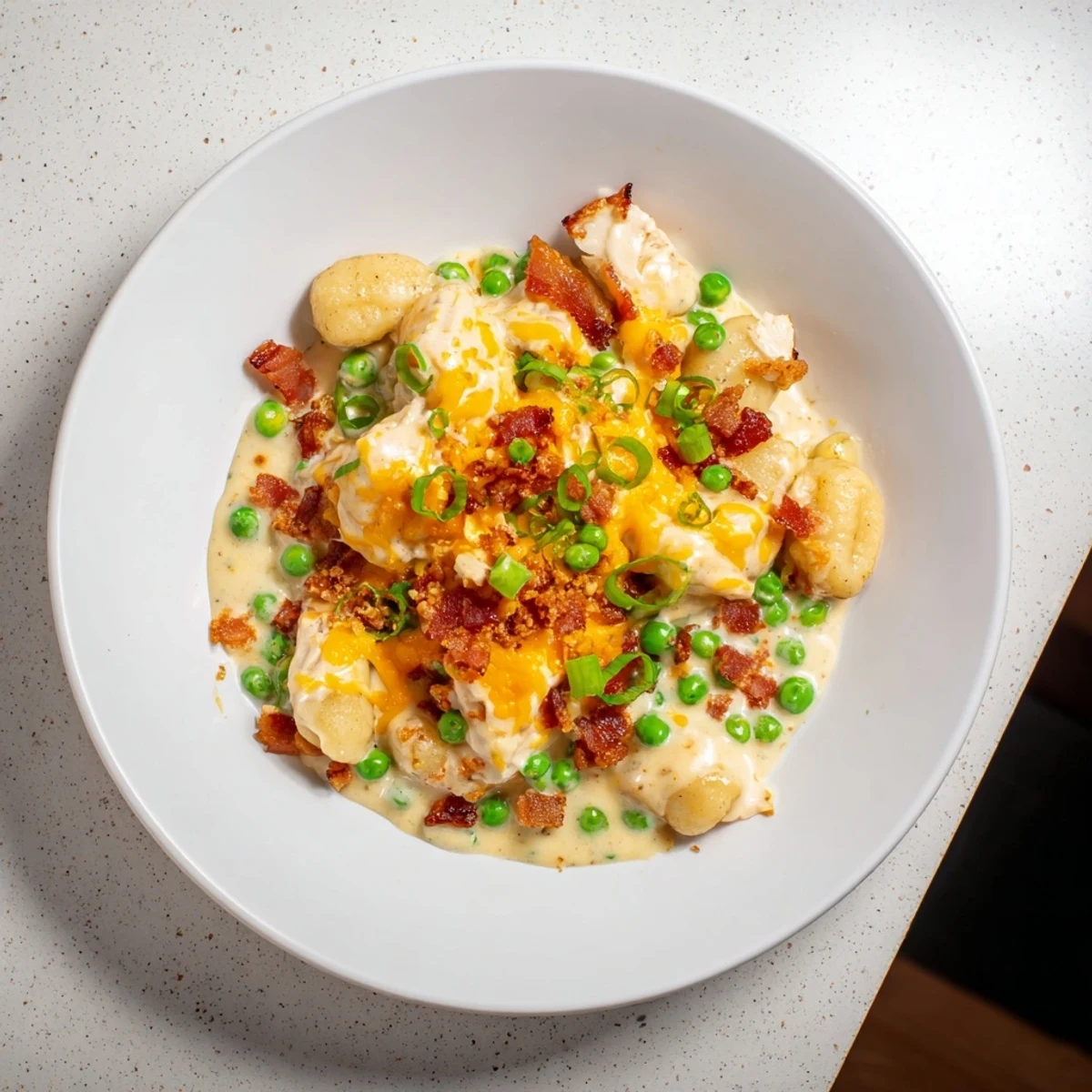 A skillet of creamy crack chicken gnocchi features tender chicken, bacon, and melted cheddar cheese; so comforting.