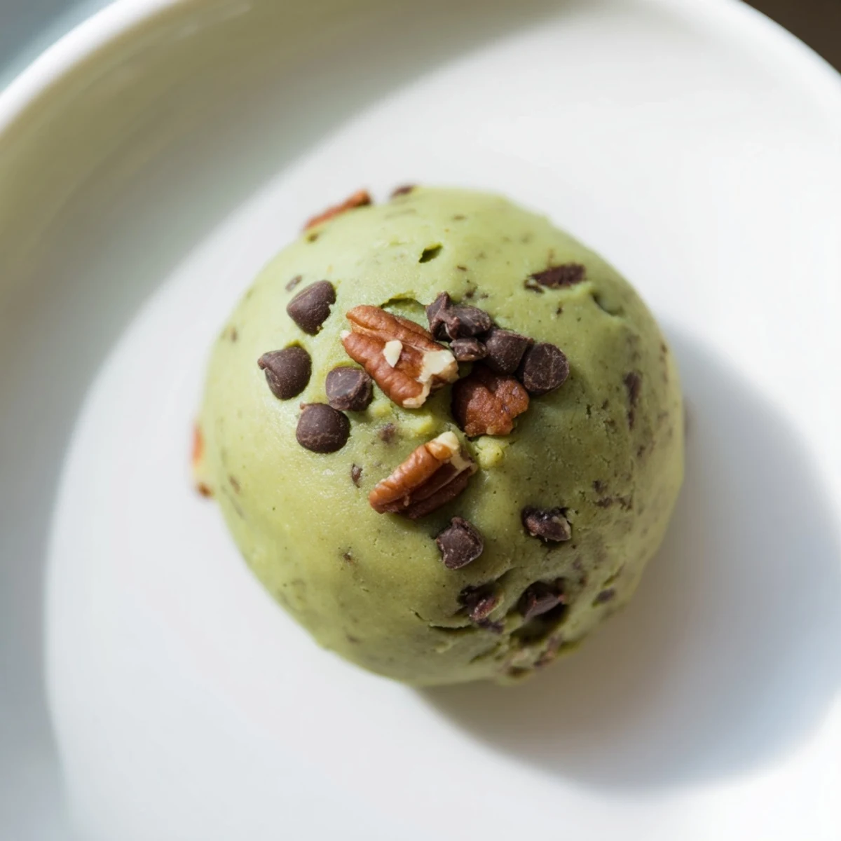 A close-up of delicious Matcha Gingerbread Cookie Dough Protein Bites, showcasing the blend of spices and textures.