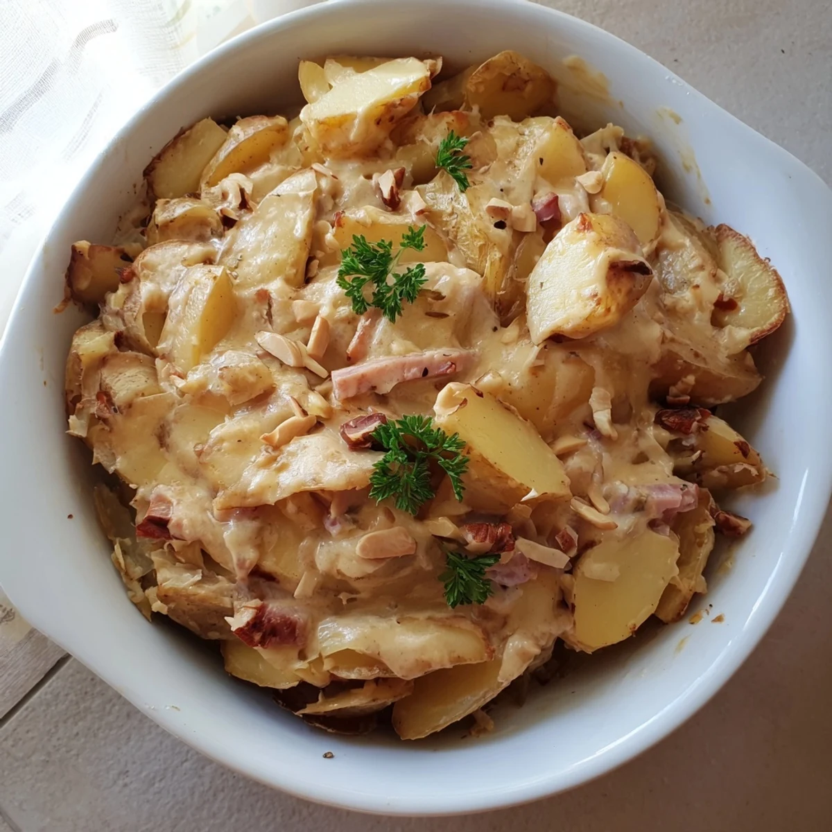 Golden, bubbly Plateau Moufle Chaud et Confortable with melted Gruyère, inviting everyone to dinner.