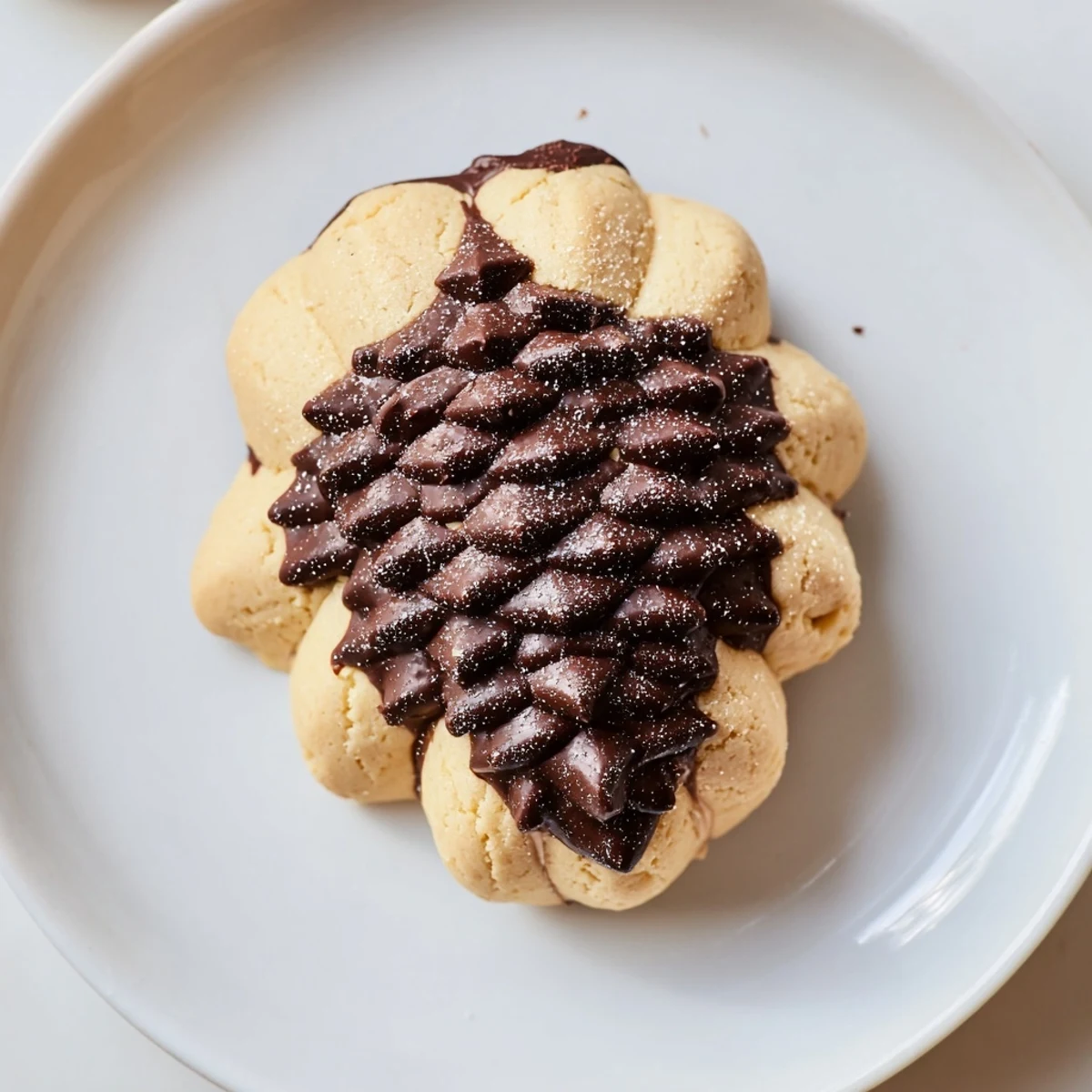 Deliciously sweet peanut butter cookies, shaped like pinecones, await to be adorned with sprinkles.