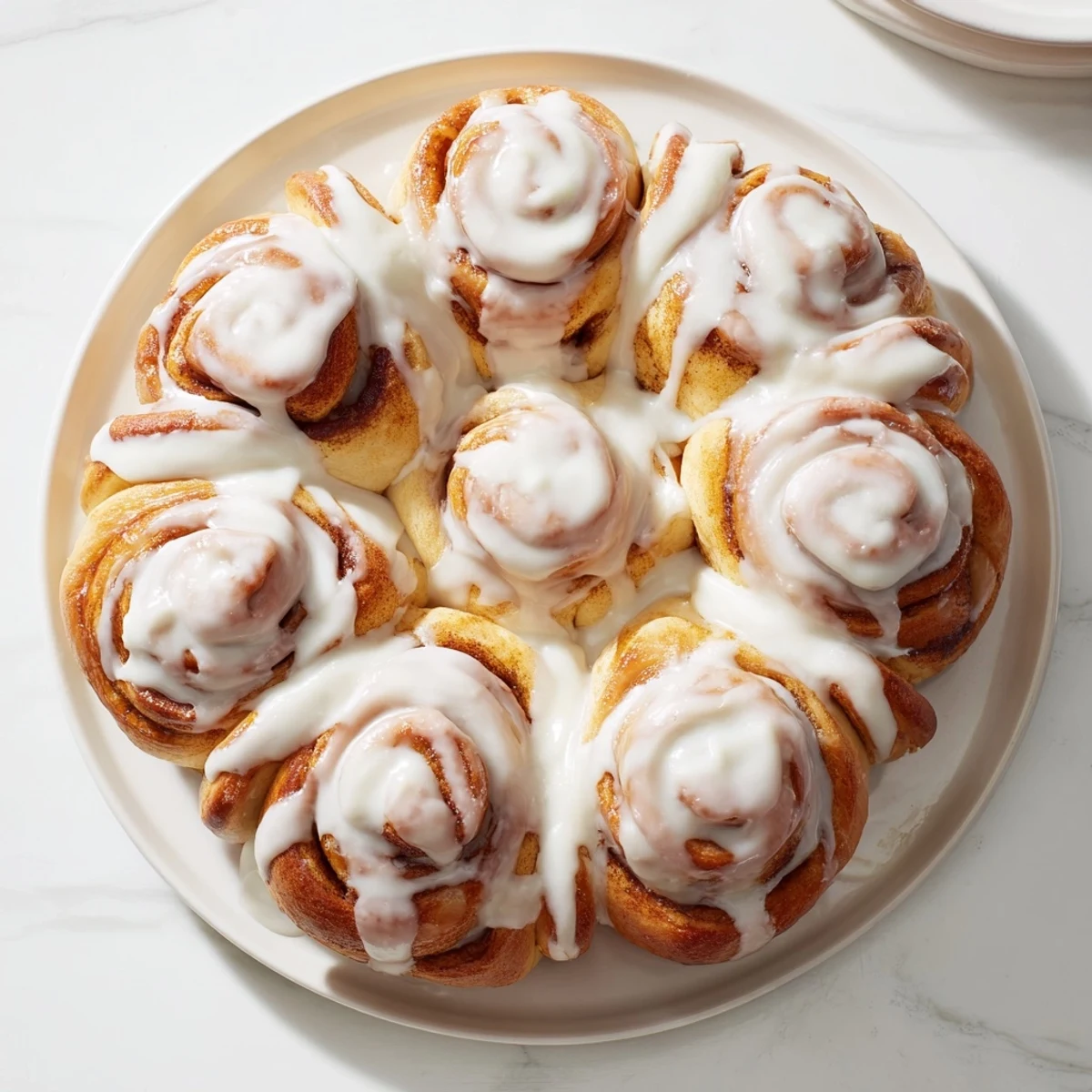 Fluffy Giant Snowflake Sweet Roll, glistening with icing, perfect for a cozy breakfast spread.