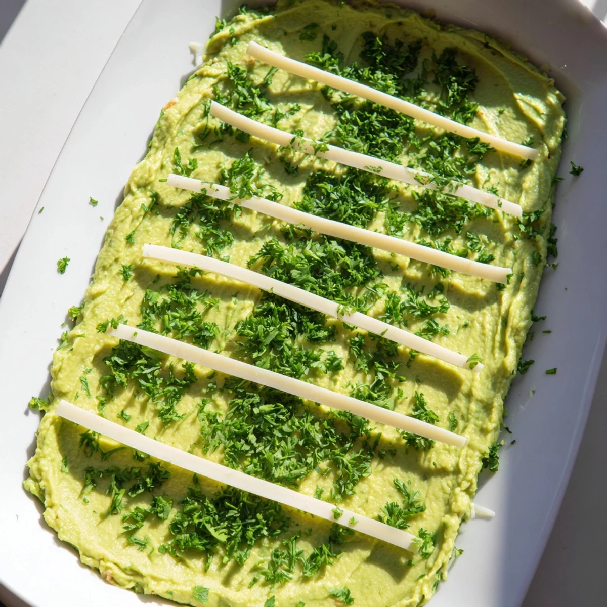 Vibrant Game Day Football Field Snack Board with guacamole “turf” and various game-day snacks.