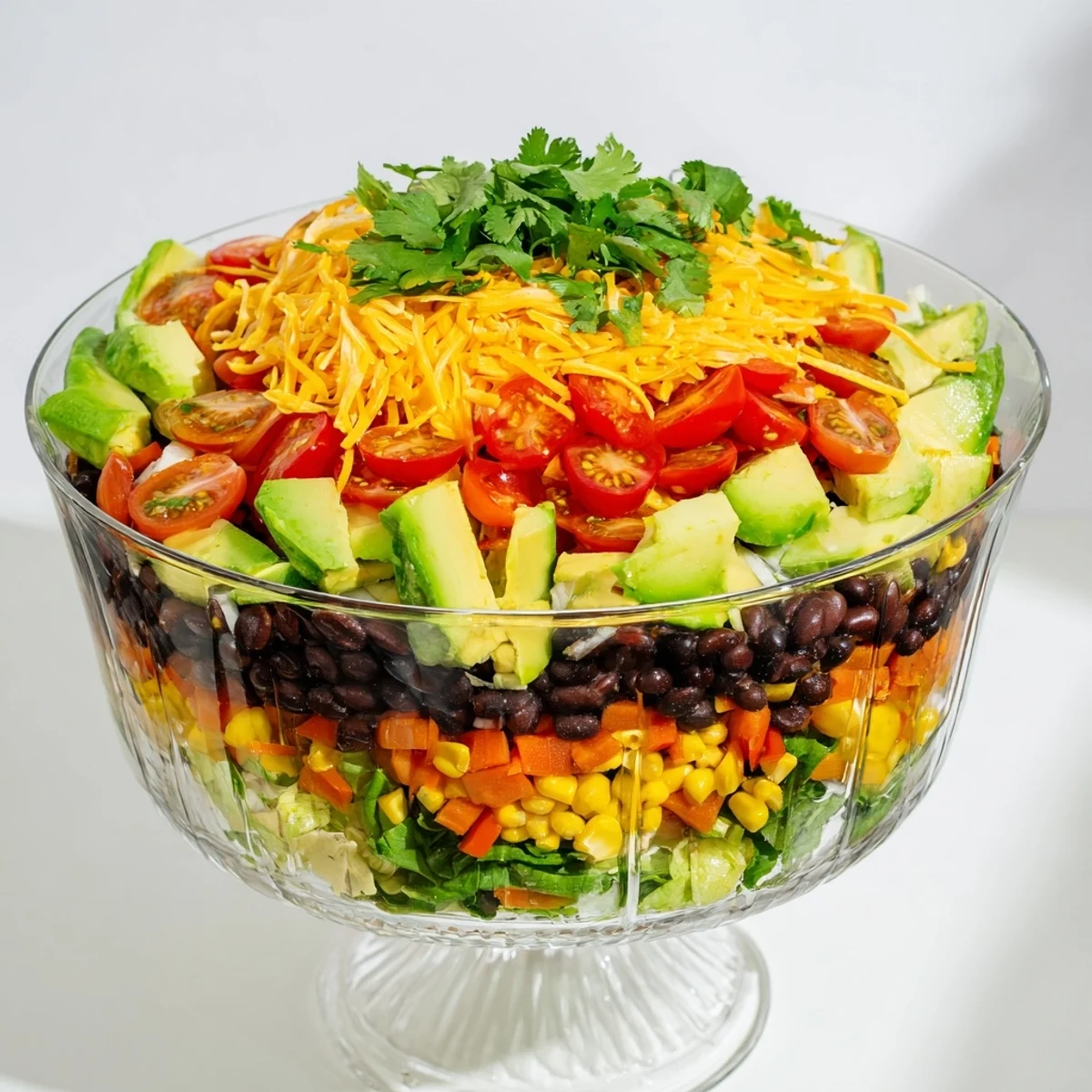 Enjoy a refreshing Southwest Sunset Palette salad with beautiful layers of fresh, flavorful ingredients.