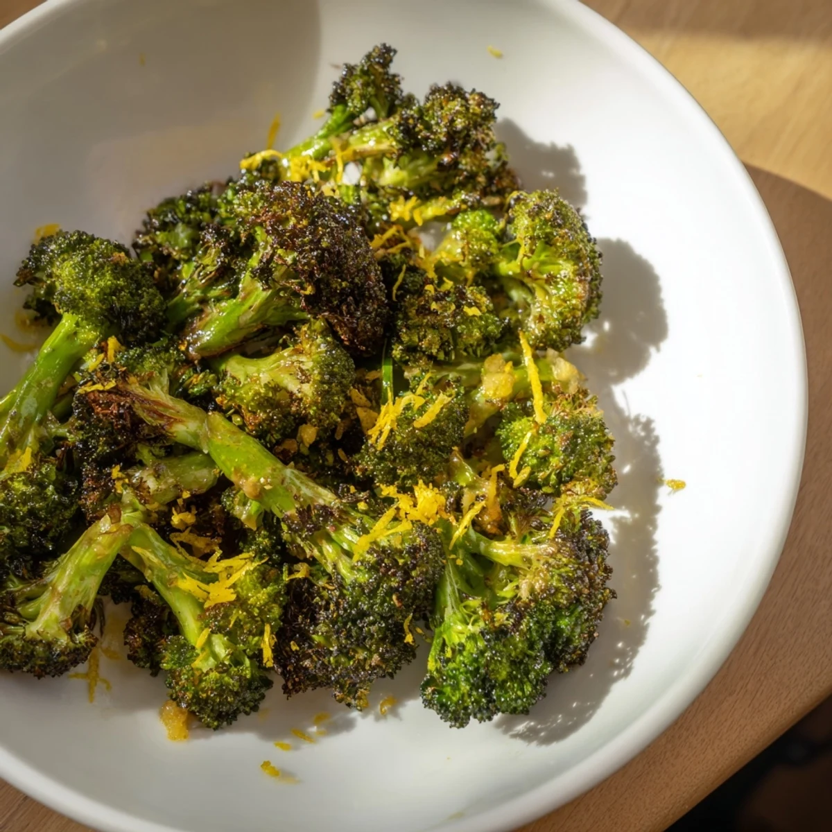 Freshly baked Lemon Garlic Roasted Broccoli, perfectly tender-crisp, is seasoned with zesty lemon juice and garlic.