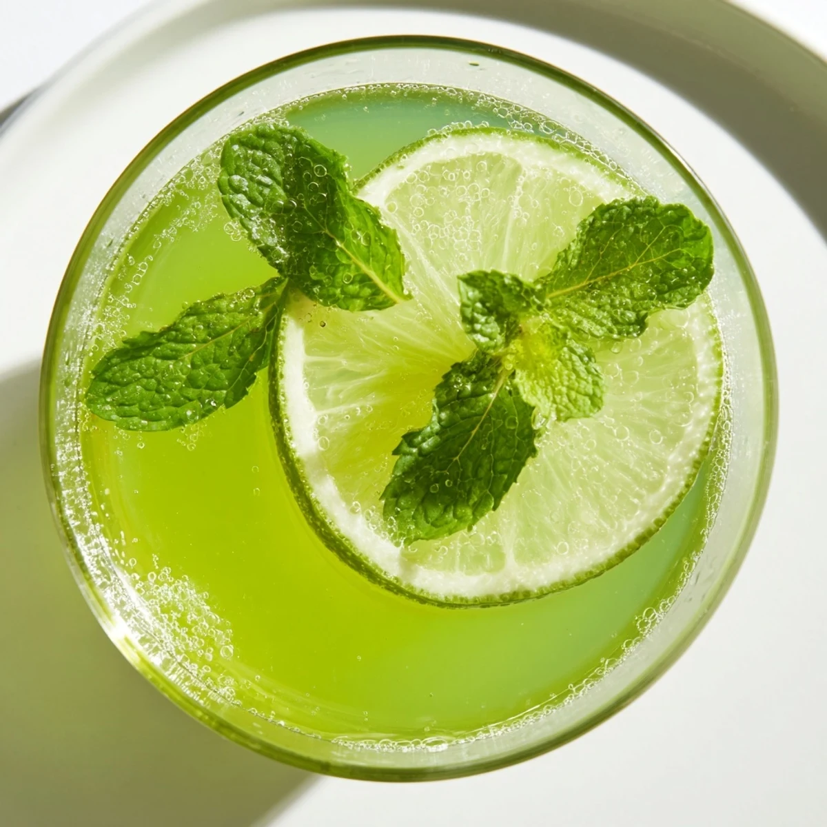 Refreshing Mint Lime Agua Fresca, garnished with lime, offers a sweet and zesty summer delight.