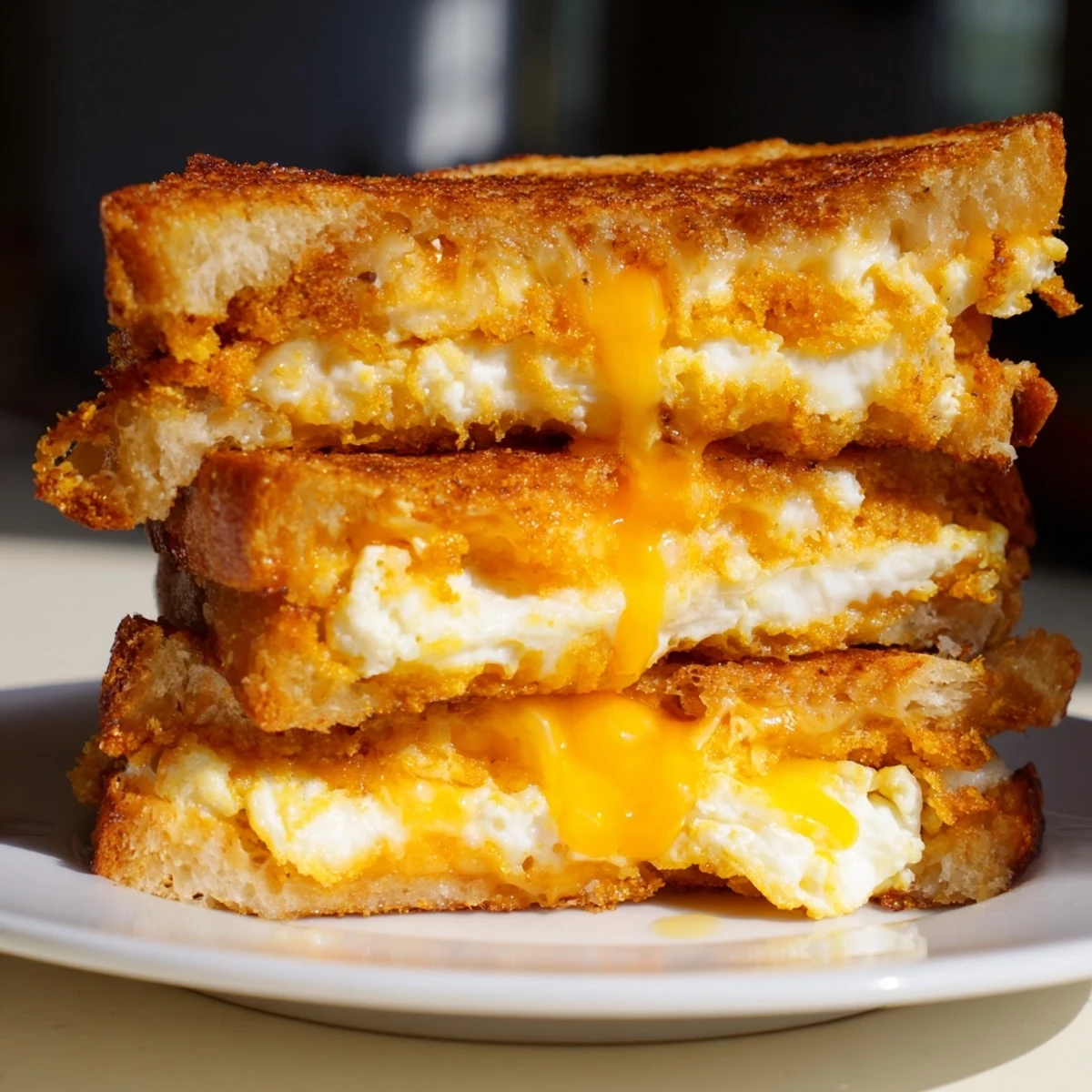 Imagine the amazing flavors: a gooey Feta Fried Eggs Grilled Cheese, served with a fresh salad.