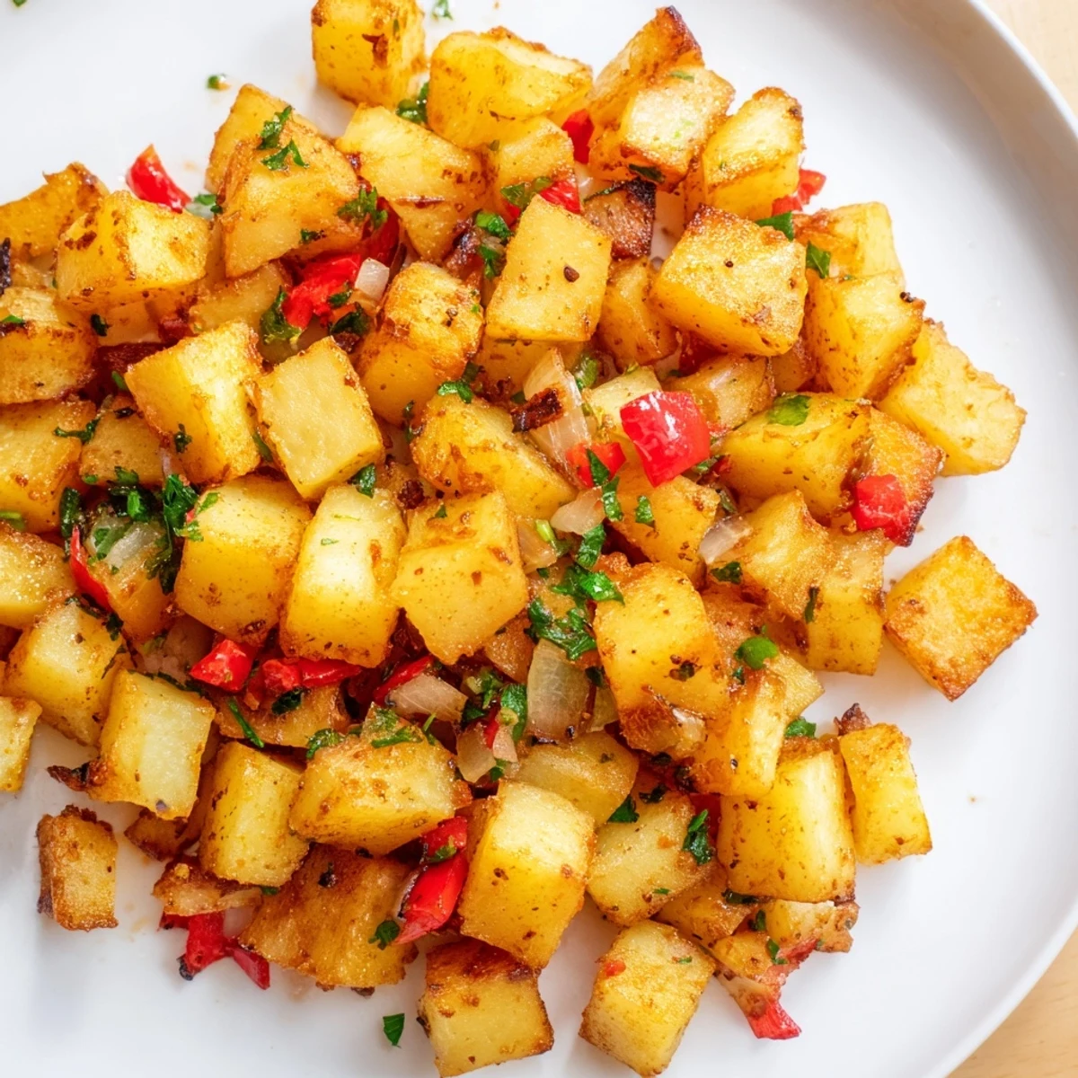 Golden, crispy air fryer breakfast potatoes, a diner-style delight, ready to be served hot.