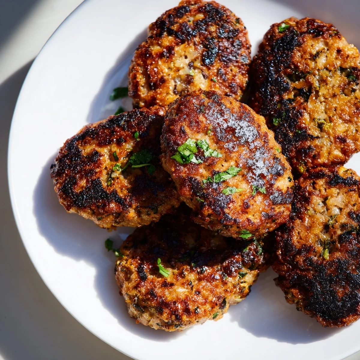 Close-up shot shows flavorful Turkish Köfte meatballs, seasoned to perfection and ready for the grill.