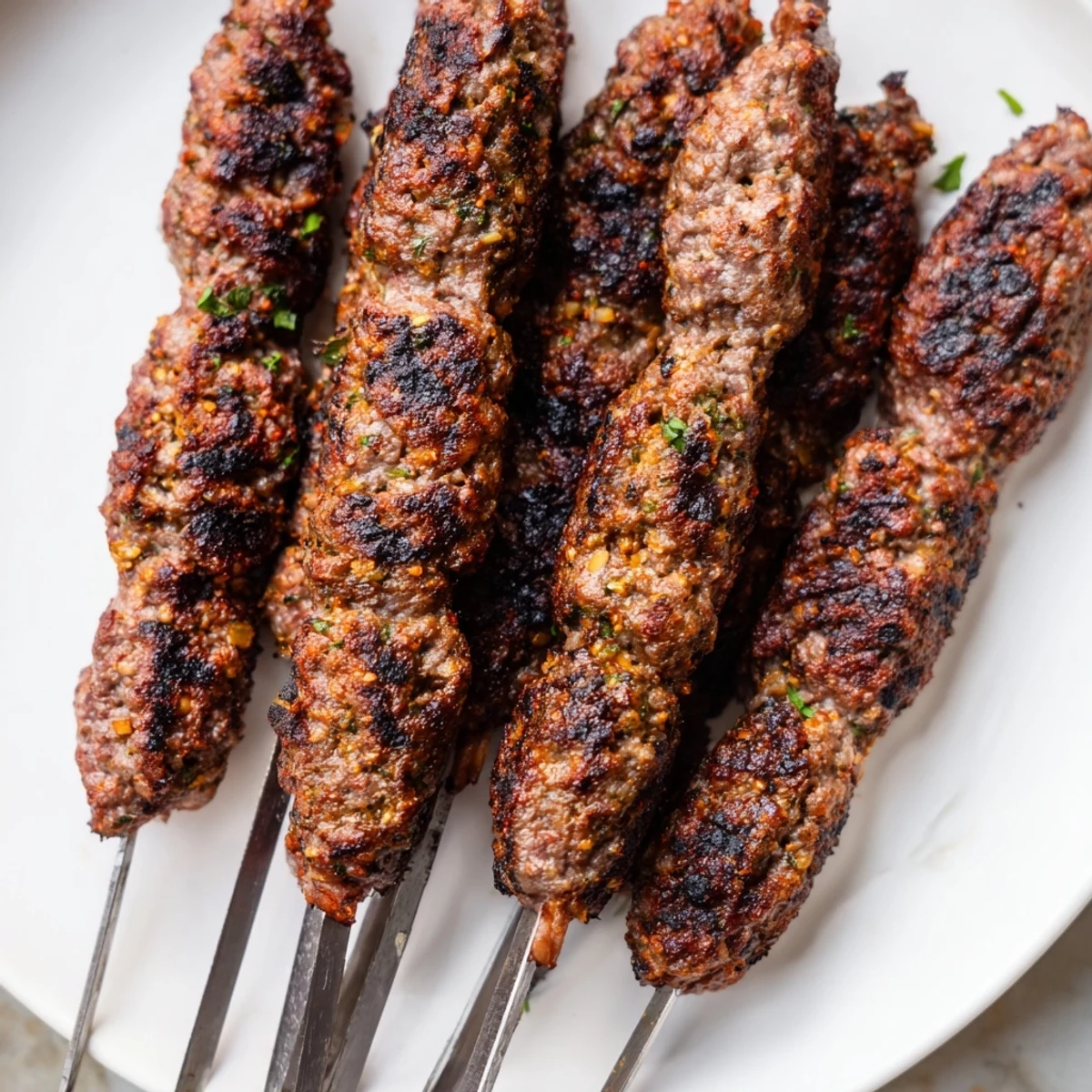Smoky, flavorful Iraqi Kebab Tikka sizzles on the grill: a vibrant image of seasoned, perfectly cooked ground meat.