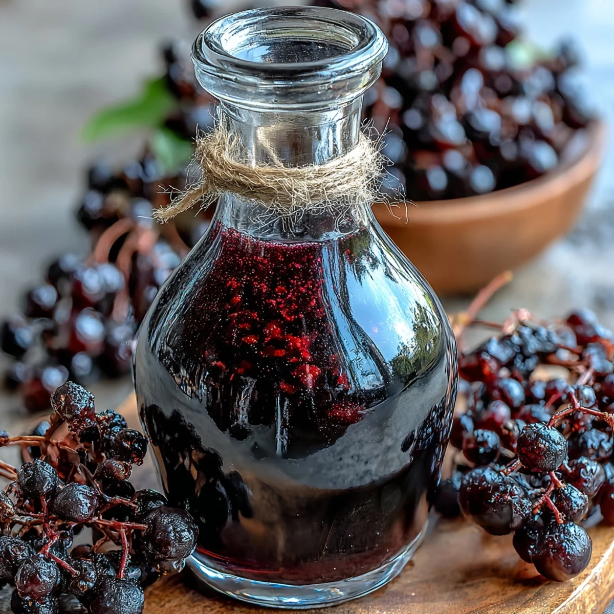 A jar of Blackcurrant Vodka Liqueur infusing with vodka and fresh currants, creating a rich, aromatic spirit for homemade cocktail recipes.