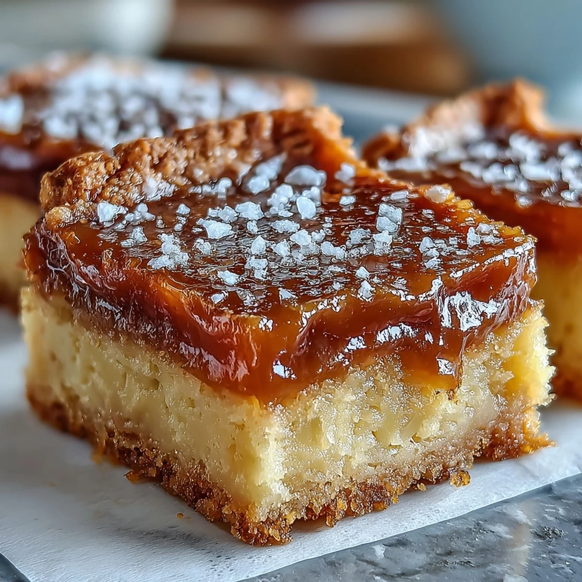 Freshly baked Earl Grey Tea, Guava, and Lemon Bars on a wooden board, dusted with powdered sugar.