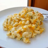 Creamy Mac and Cheese Chive Biscuit Bake, ready to serve from the oven.