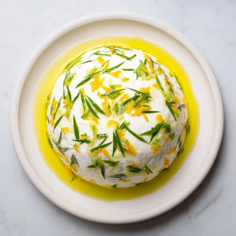 A beautiful Tuscan Sunburst appetizer: yellow peppers arranged with creamy goat cheese, ready to enjoy.