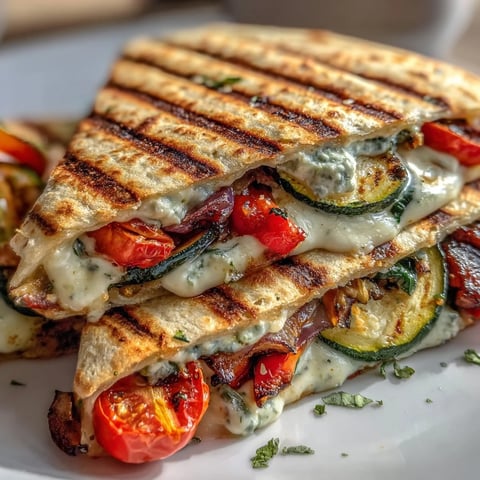 Crispy, golden-brown whole wheat tortilla folded over smoky grilled veggies and melted mozzarella. 