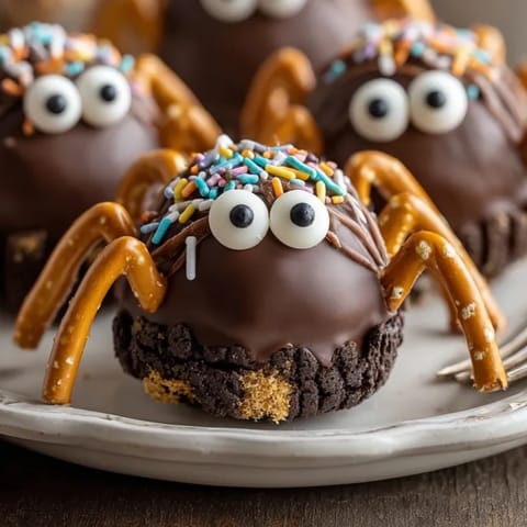 Sweet Oreo crumbs become charming No-Bake Spider Oreo Truffles, pretzel legs and candy eyes.