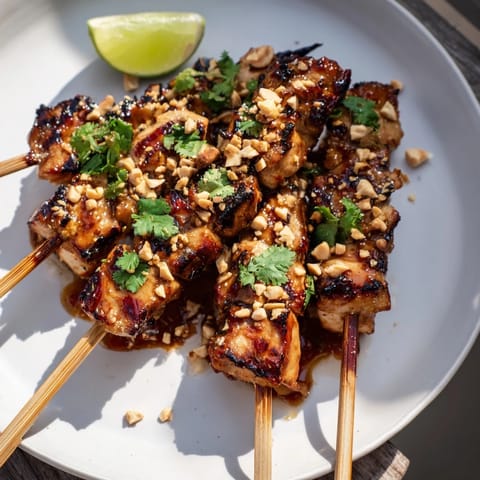 Spicy Peanut Chicken Skewers