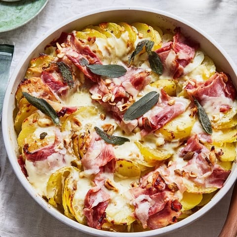 Sizzling close-up view of a French Plateau Moufle Chaud et Confortable, creamy, comforting, and hearty.