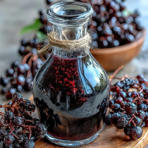 A jar of Blackcurrant Vodka Liqueur infusing with vodka and fresh currants, creating a rich, aromatic spirit for homemade cocktail recipes.