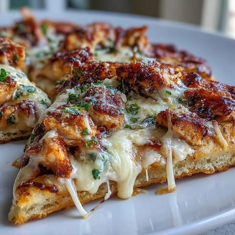 Freshly chopped romaine and shaved parmesan garnish the baked Garlic Naan Chicken Caesar Pizzas, drizzled with dressing.