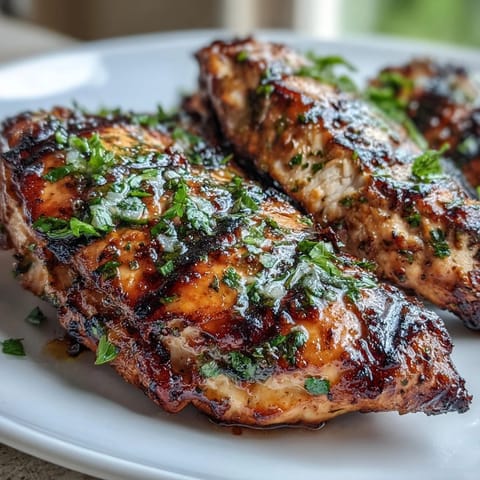 Zesty lime and cilantro marinated chicken grilled to perfection, served alongside a vibrant corn and black bean salad bursting with flavor.  