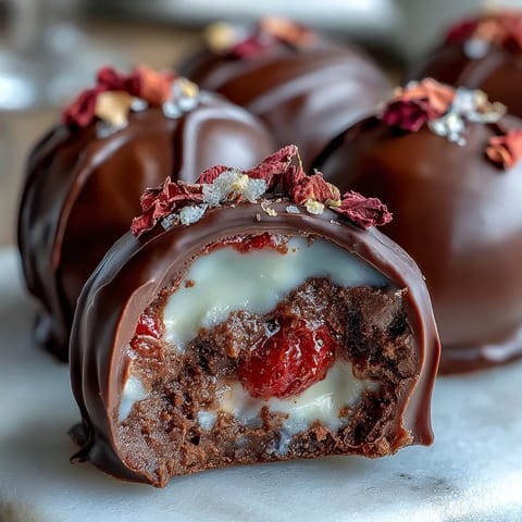 Dubai-Style Strawberry Truffles Dark
