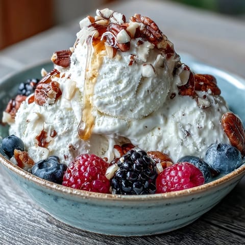 Decadent, homemade TikTok Cottage Cheese Ice Cream, ready for scooping and enjoying.