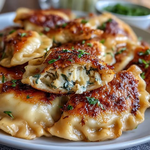 Warm, comforting vegetable pierogi bubbling in a pot of water.
