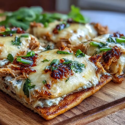 Spicy chili crisp tuna melt flatbread with melted cheese, ready to serve.