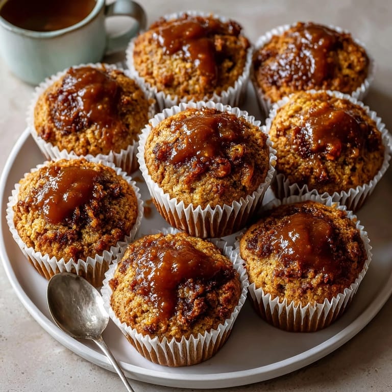 Indulgent Sticky Toffee Pudding Muffins, freshly baked and generously topped with sweet toffee.