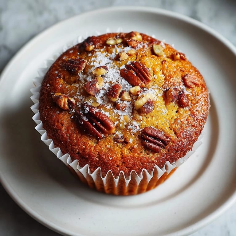 Golden, lightly crisp tops on a plate of freshly baked Cozy Cardamom-Spiced Sweet Potato Muffins, delicious!