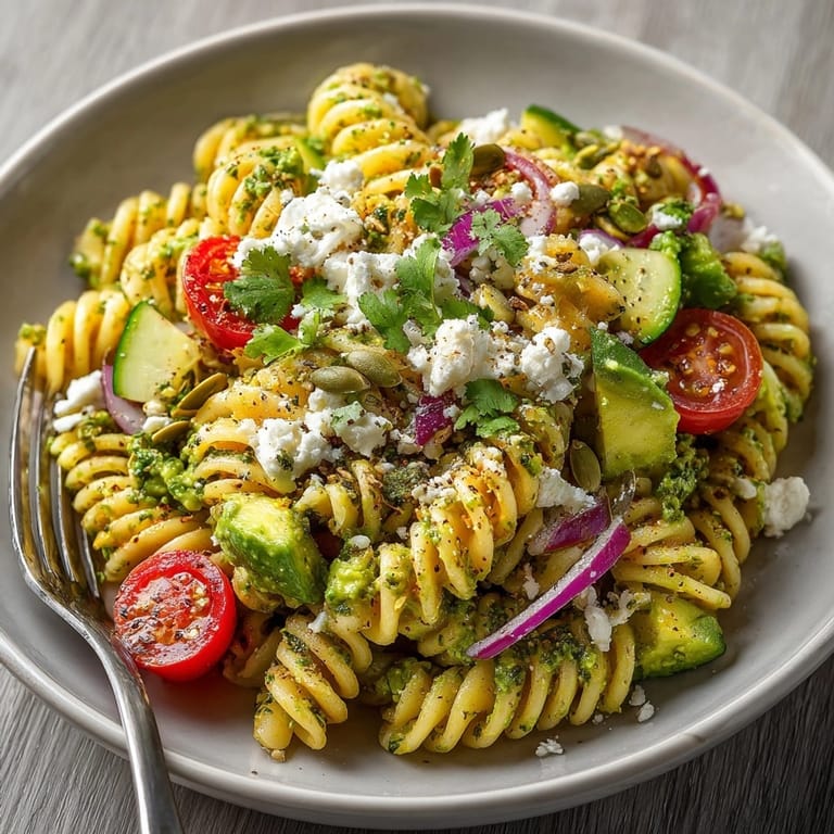 Zesty Avocado Lime Pasta Salad: a refreshing blend of textures, perfect for summer.