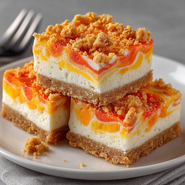 Festive Candy Corn Fudge Swirl recipe: White, yellow, and orange melt-in-your-mouth dessert.