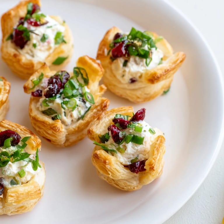 Golden-brown Cranberry Jalapeño Dip Puff Pastries bursting with tangy flavor and vibrant colors.