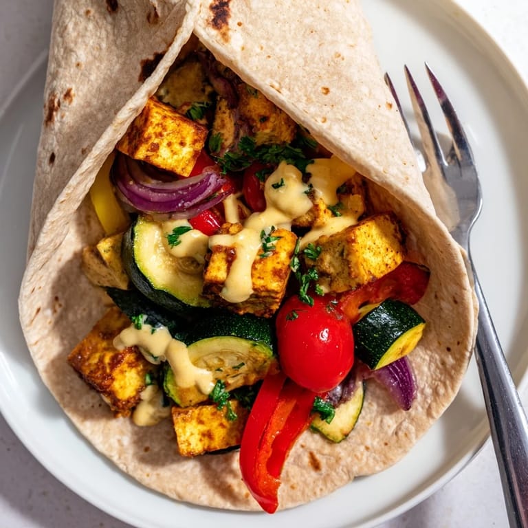 Easy vegan viral recipe remake showcasing roasted veggies and creamy yogurt dressing.