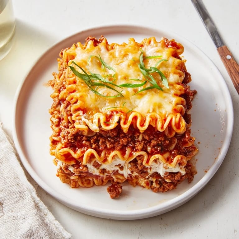 Delicious Spicy Ramen Lasagna fresh from the oven, showcasing vibrant cheese and hearty flavors.