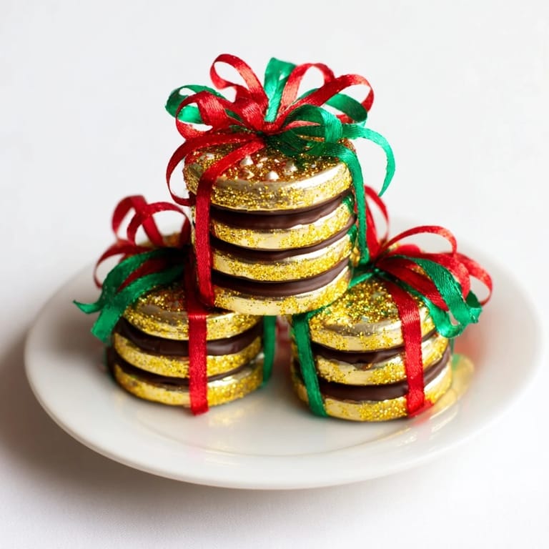 Edible, dazzling Chocolate Gold Coin Stack display, a no-bake dessert bursting with sweet, rich flavor.