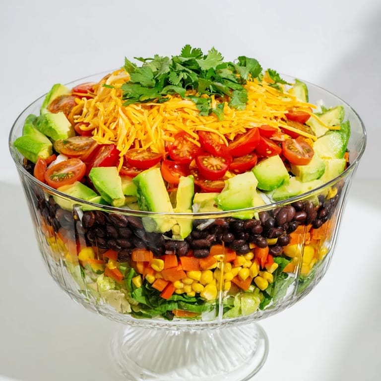 Enjoy a refreshing Southwest Sunset Palette salad with beautiful layers of fresh, flavorful ingredients.