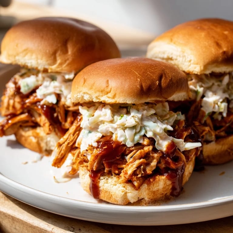 Perfectly saucy BBQ jackfruit overflowing from toasted buns, ready to satisfy.