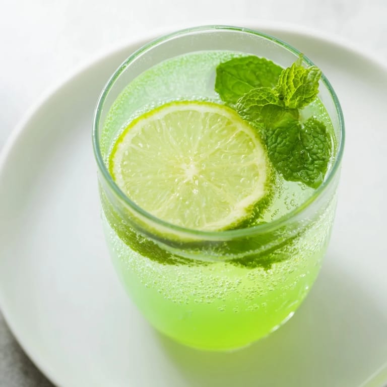 Chilled Mint Lime Agua Fresca sparkles invitingly in a tall glass, perfect for a sunny afternoon.