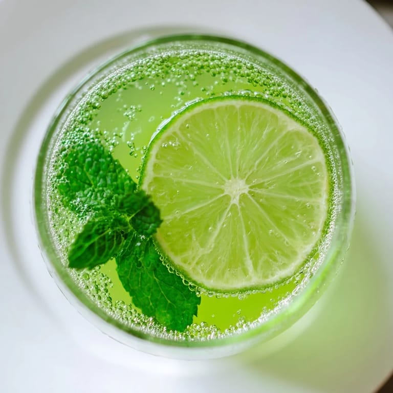 Chilled Mint Lime Agua Fresca sparkles invitingly in a tall glass, perfect for a sunny afternoon.